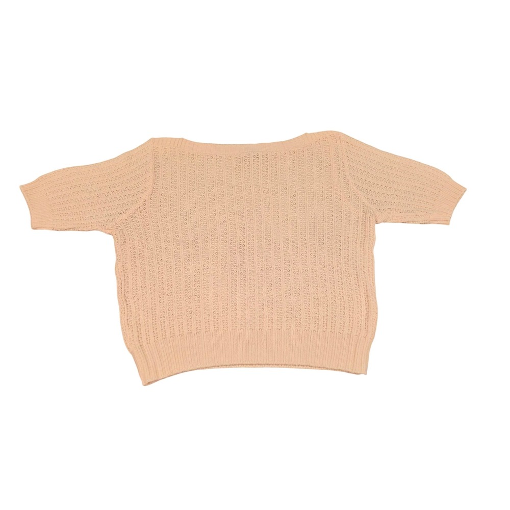 Vintage Sears Roebuck The Fashion Place Peach Pink Knit Short Sleeve Sweater L